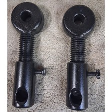 Pair 3/4" Adjustable Swing Eye Bolts with Locking Sleeve Receivers Steel NOS