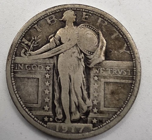《SILVER》  1917-D  V-1 Standing Liberty Quarter *SILVER*