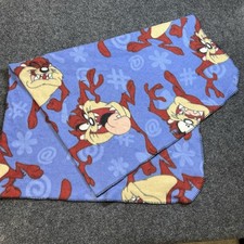 Vintage 1999 Taz Looney Tunes Fleece Throw Blanket Blue Warner Bros