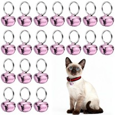 20 Set 17mm Cat Bells Cross Copper Bell for Collars with Key Ring Light Pink