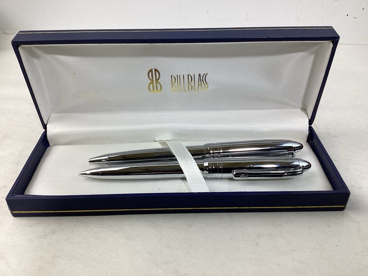 Bill Blass Pen and Mechanical Pencil Set Chrome & Gift Box # 211-1