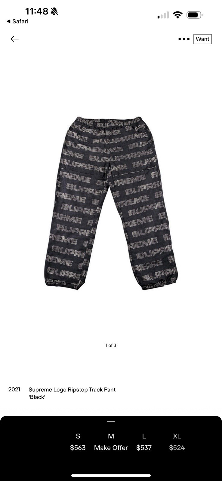 Supreme Repeat Logo Windpants Size Medium Black - image 5