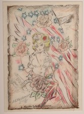 Vintage Tattoo Flash Original Art, Spider Webb, 2001, 11 September, NYC