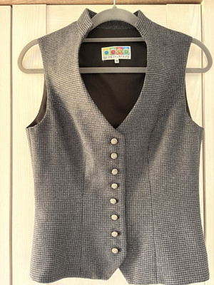 Berwin & Wolff Damen Trachtenweste grau schwarz Größe 36 Polyester Wolle Viskose