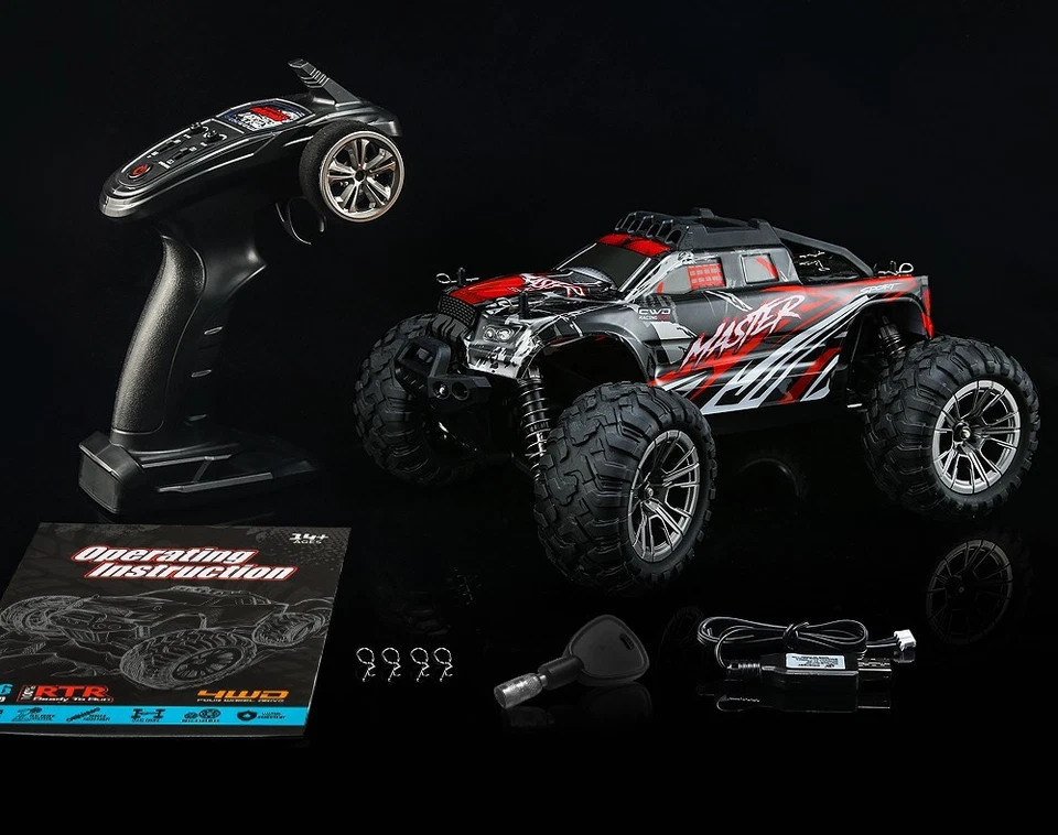 1:16 High-Speed 4WD RC Car Truck ,Off-Road All Terrain Vehicle 2 Batteries, Red - Image 2 of 4