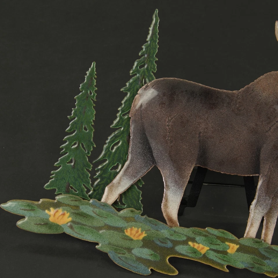 Escultura de parede Bovano de Cheshire alce esmaltado com pinheiros RARO NOVO com etiqueta!! - Imagem 4 de 4