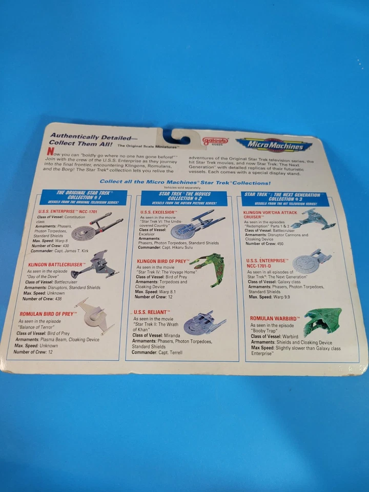 (2) Galoob Micro Machines Space Star Trek #1 2 Lot 1993 Enterprise Klingon USS - Image 3 of 4