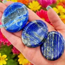 3PCS Natural Lapis Lazuli Worry Stone Healing Crystal Palm Polished Gemstone