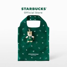 Starbucks Green bag with bearista Bear keychain Thailand Exclusive 2025