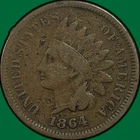 1864-L Indian Head Cent Fine F Coin, Rim Nick #38071