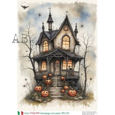 Haunted Manor #2 | A4 Rice Paper | Paper for Decoupage | AB Studios | Halloween