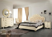 Schlafzimmer Set Beige Schlafzimmer Bett Nachttisch Kommode Spiegel Stuhl 6Tlg.