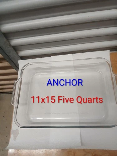 VINTAGE 5 QUART  ANCHOR HOCKING OVENWARE CLEAR GLASS BAKING DISH 11"×15"