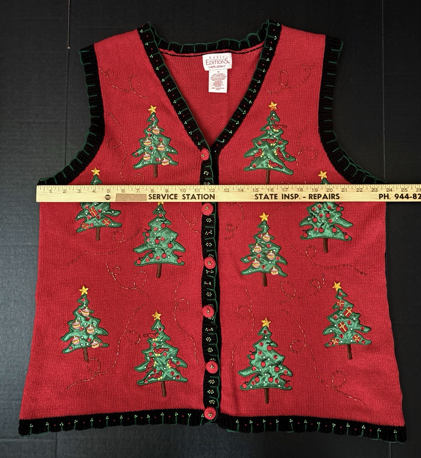 Basic Editions Christmas/Holiday Button Front Ves… - image 5