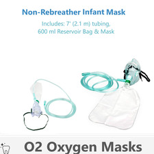 Infant O2 High-Concentration Mask w/ 7' 2.1 m Nasal Cannula Reservoir Bag-1/Pk