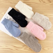 Simple Style Plus Velvet Thicken Women Winter Keep Warm Full Finger Knitted Wool