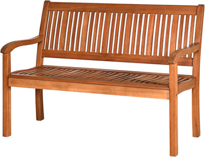 Eucalyptus Wood 4ft Outdoor Bench with Armrests - Teak Finish for Patio