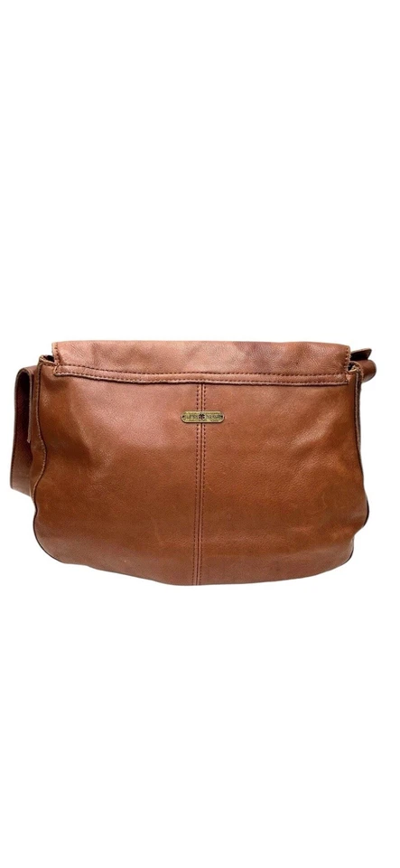 LUCKY BRAND Stash Crossbody Italian Leather Studs Caramel Fold Over Western - Image 3 of 4