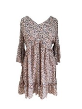 Many Dress light pink blue white flowers, bell sleeve dress Ladies Size Medium