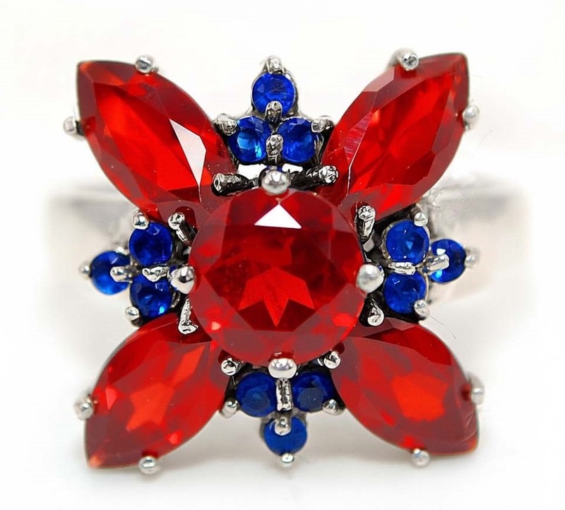 2CT  Fire Garnet 925 Sterling Silver Filigree Ring Sz 6 PC9-1