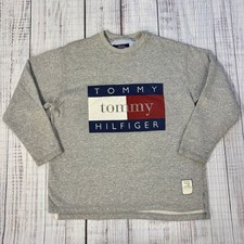 Vintage 90s Tommy Hilfiger Big Flag Sweatshirt Gray Men’s M Made in USA