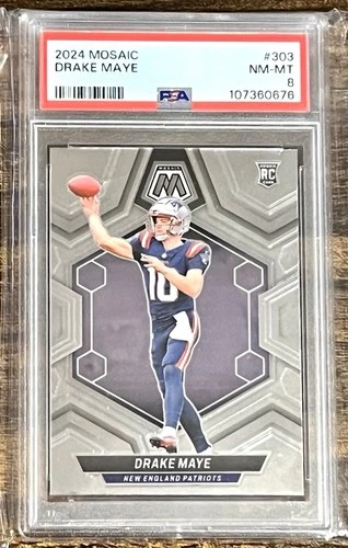 2024 PANINI MOSAIC #303 DRAKE MAYE ROOKIE RC PSA 8 NEW ENGLAND PATRIOTS