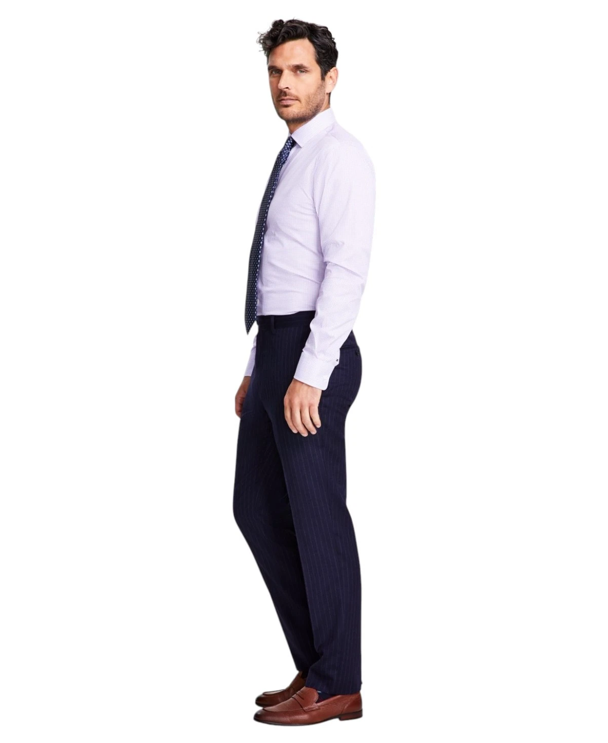 Tallia Mens Slim fit Dress Pants 30 / 30 Navy Blue Striped