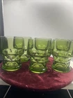 Georgian Green (Avocado 9oz Glass Tumblers Anchor Hocking Set of 6 Honeycomb Vtg