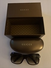 Vintage Gucci Tortoise Sunglasses with Hard Case Bronze GG Monogram and Gift Box