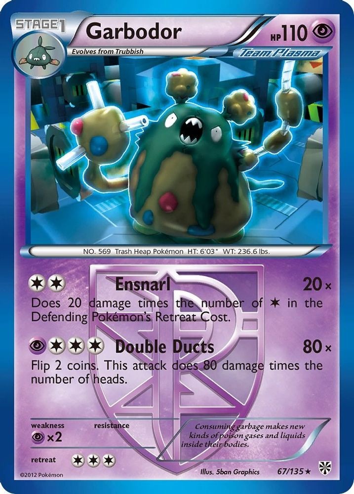 2013 PKM: PLS - Garbodor Team Plasma 67 (#67/135, RH, Rare, Heavily Played)
