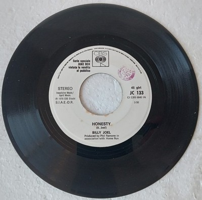 BILLY JOEL Honesty (1978) Vinyl, 7'', 45 U/min, Jukebox, Stereo - CBS - JC 133