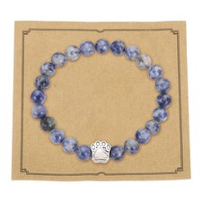 Stone Paw Bracelet,Paw Print Dog Mom Memorial Bracelet,White Blue