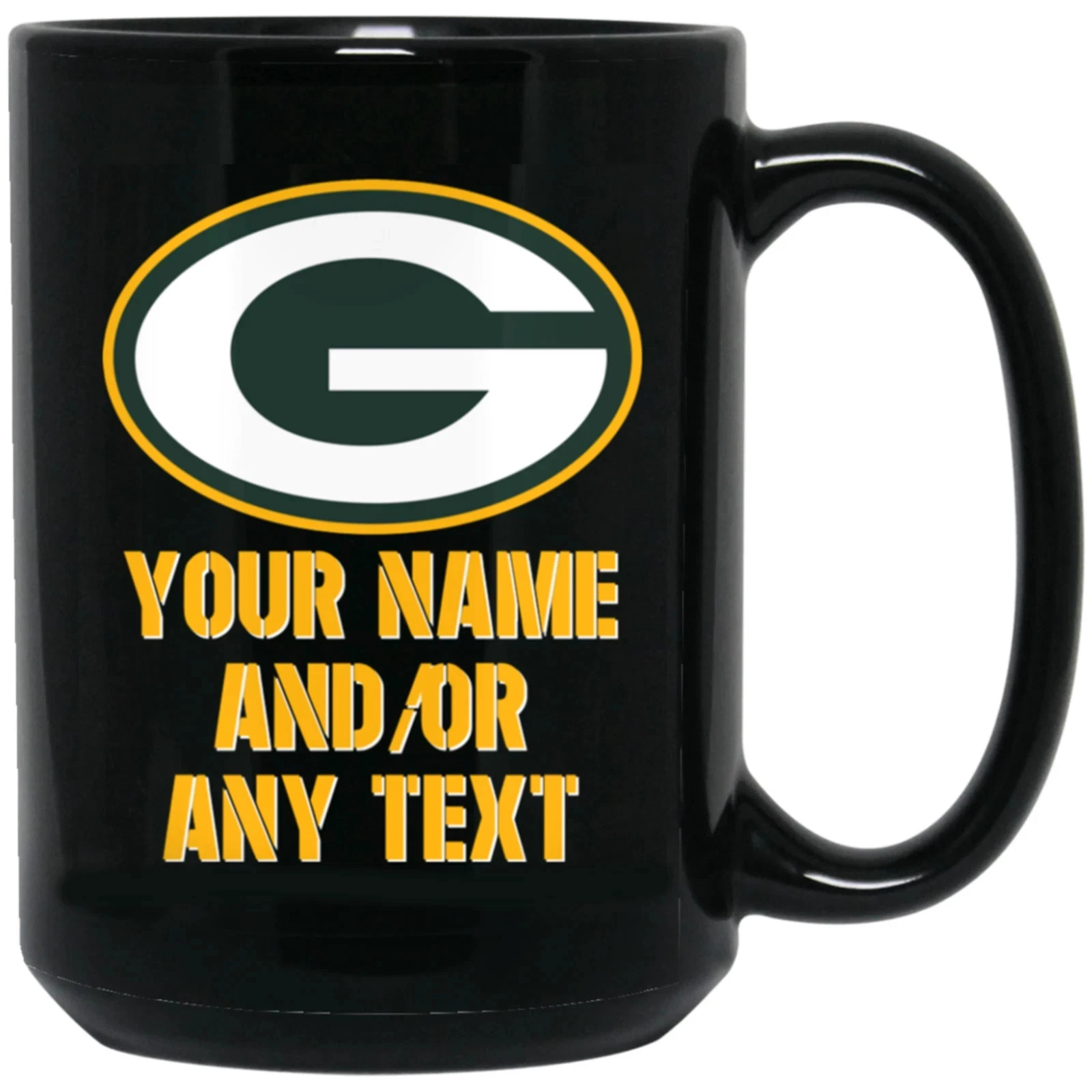 Custom Personalized Green Bay Packers Logo Black Ceramic Coffee Mug Cup