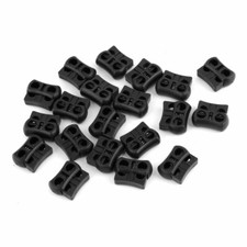 Plastic 5mm Dia Dual Hole Spring Cord Locks Ends Stoppers Black 20 Pcs