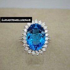 Blue Topaz Ring 92.5 Sterling Silver November birthstone statement ring for HER