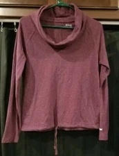 Columbia Turtleneck womens M Long Sleeve Drawstring Waist Tie Purple Speckle EUC