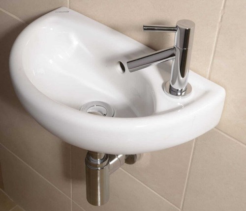 Small Ceramic Hanging Basin 39x23cm Basin Fixing Kit - Picture 5 of 9