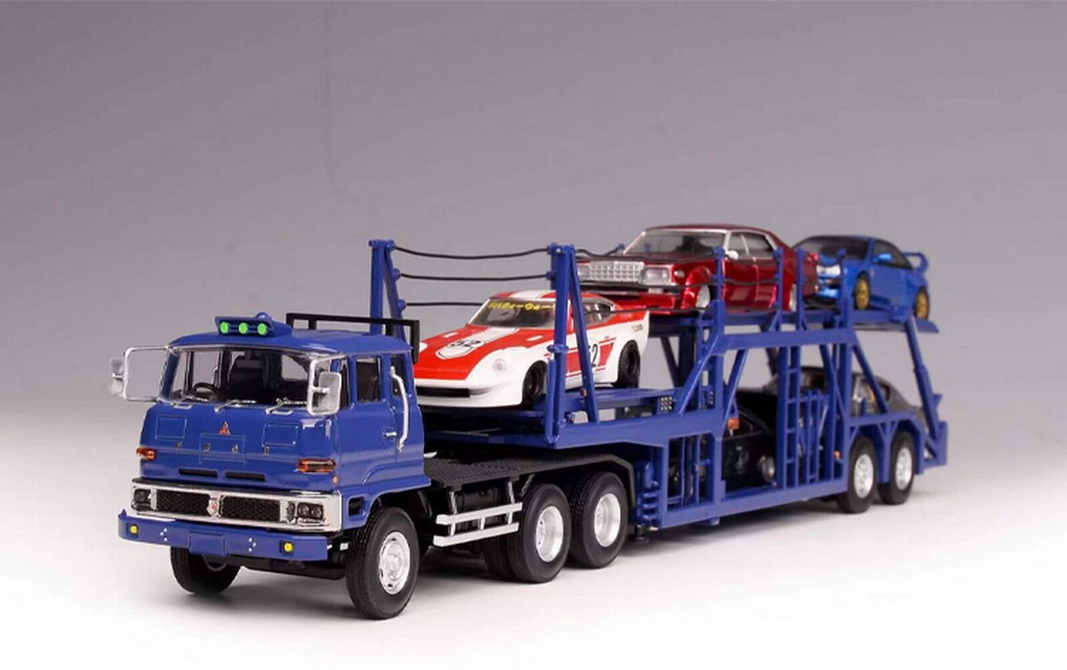 1/64 トランスポーター 三菱 FUSO キャリアカー Track トレーラー DD Models 1/64 Scale Mitsubishi Fuso Truck Car Transporter