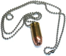 Bullet Necklace Neck Chain .45 ACP Hollow Point Metal Jacket Brass Casing - NEW