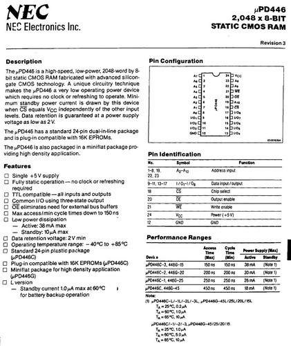 SRAM 2kx8 Statischer RAM 2K x 8 6116 Familie MB8416 HM6116 CDM6118 D446C D4016 AM9128 - Bild 15 von 20