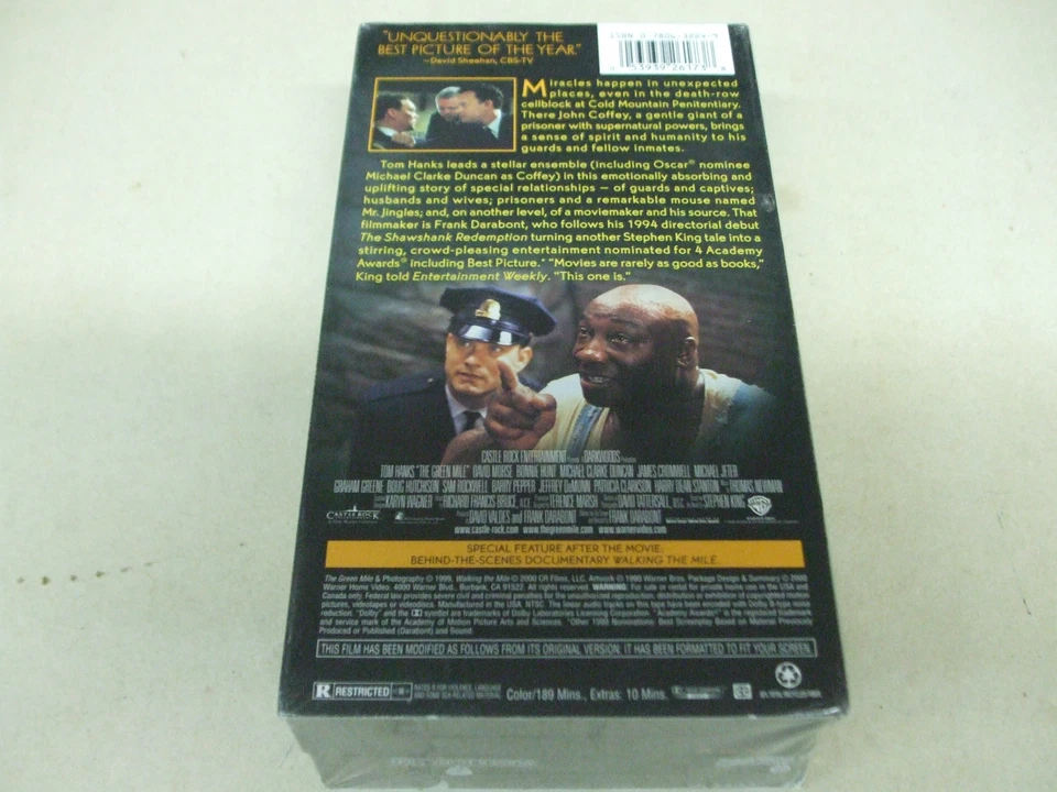 The Green Mile with Documentary VHS Movie Warner Home Video 2000 Hanks Morse New - Image 2 of 2