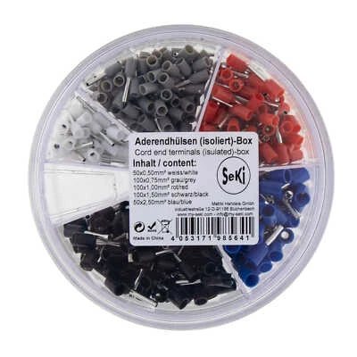 Aderendhülsen Sortiment Streudose isoliert 0,5 - 2,5 mm²