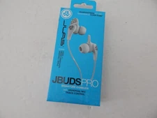JLab Audio JBUDSPRO Signature Earbuds with Mic & Track Control White/Gray New