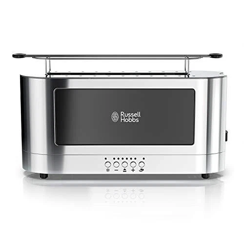 Russell Hobbs 2-Slice Glass Accent Long Toaster, Black & Stainless Steel, TRL...
