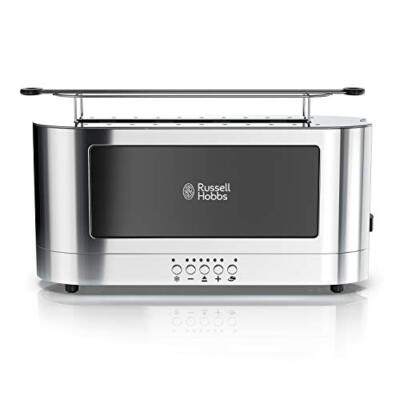 Russell Hobbs 2-Slice Glass Accent Long Toaster, Black & Stainless Steel, TRL...
