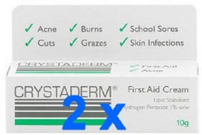 2 x Crystaderm First Aid Cream 10g - Protection Against Skin
