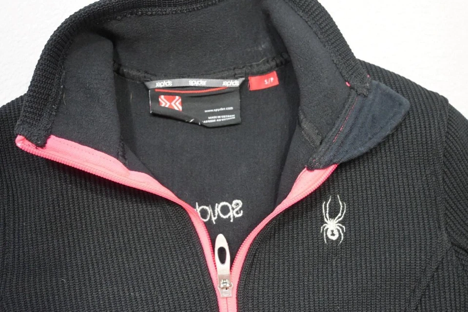 Suéter Spyder Core Cremallera Completa Negro Polar Elastizado Mujer Talla Pequeña Foto 3 de 4