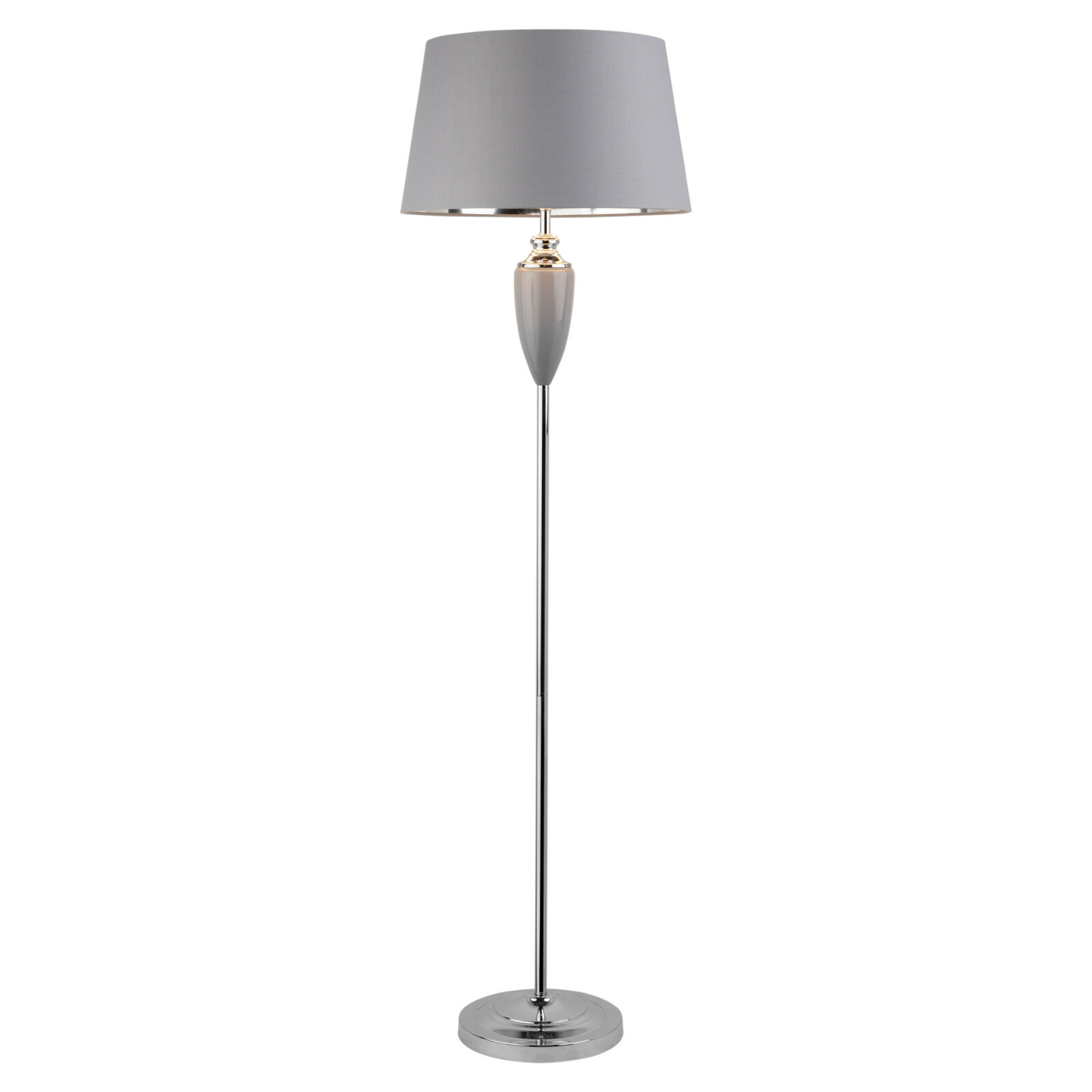Hepburn Large Ceramic Floor Lamp with Matching Shade - Modern Grey & Silver - Image 2