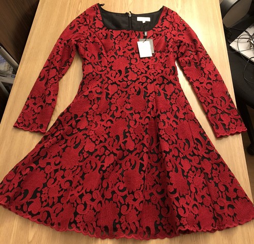 Next Petite Ladies Red Dress Long Sleeves Skater Dress Size 8 Eur 36 Valentines