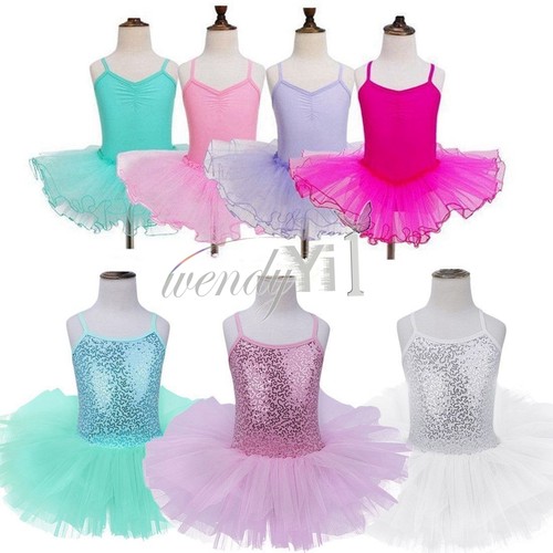 Girls Gymnastics Ballet Dress Toddler Kids Leotard Tutu Skirt Dance wear Costume - Photo 1 sur 26